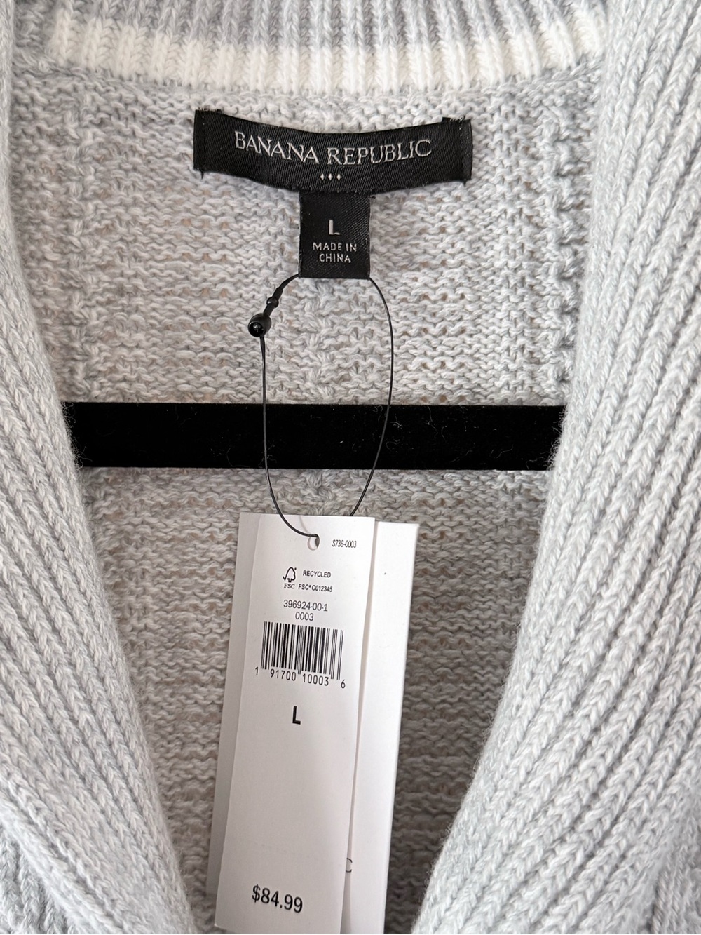 Banana Republic Cardigan Ribbed Shawl Collar Gray Button Front Mens L NWT - Picture 3 of 15